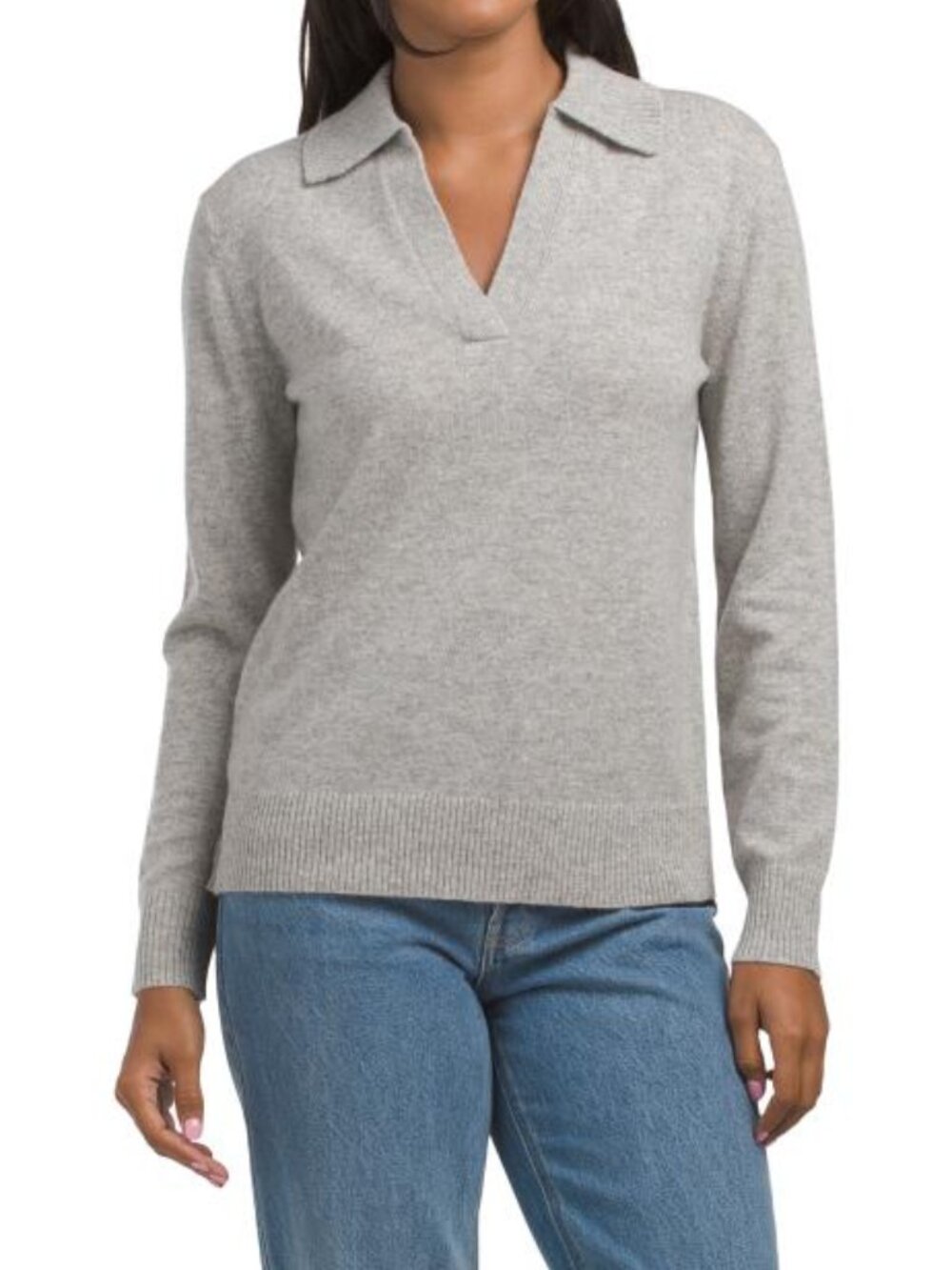 THEORY Cashmere Slouchy Long Sleeve Polo Sweater